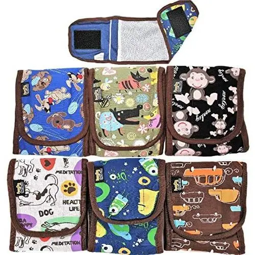 FunnyDogClothes Pack - 6pcs Dog Puppy Diaper Male Boy Belly Band Wrap Reusable Washable for Small Dog Breeds (Pack of 6 Colors, L: Waist 13'' - 15'')