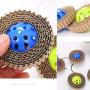 Pudwy Funny Pet Cat Scratch Board Cat Toy Corrugated Paper Cat Claw Board with Plastic Bell Ball