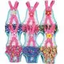 Pack of 2 Female Dog Diapers Sanitary Pantie Washable Reusable with Suspenders Stay On for Small Pet (XS: Waist 12'' - 14'', Pink Butterfly and Green Cupcake)