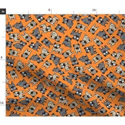 Spoonflower Fabric - Pug Dot Orange Dog Puppy Animal Pet Polka Cute Tan Black Toy Breed Printed on Performance Piqué Fabric by The Yard - Performance Athletic Apparel Fashion