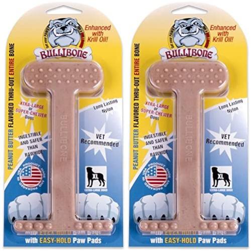 Bullibone Nylon Dog Chew Toy Nylon Bone - Improves Dental Hygiene, Easy to Grip Bottom, and Permeated with Flavor
