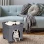 Pawristocrat Unique Multifunctional Pet House Ottoman with Tray Table - Folding Footrest Seat - Large Cat Cube Condo - Cat Bed for Indoor Pets - Houses for Cats and Small Dogs with Fully Washable Mat