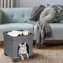 Pawristocrat Unique Multifunctional Pet House Ottoman with Tray Table - Folding Footrest Seat - Large Cat Cube Condo - Cat Bed for Indoor Pets - Houses for Cats and Small Dogs with Fully Washable Mat