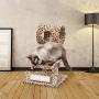 Catry Leopard Print Cat Tree Condo House, 18'' x 18'' x 28'', Brown