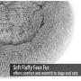 Toneed Soft Calming Donut Dog Cat Bed in Fluffy Fur, Puppy Sleeping Pet Bedding for Cozy Cuddler Kennel Bed