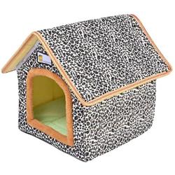 YYDS Outdoor Pet House, Winter Warm Cat House Waterproof, Leopard Print Stray Kitty House Thickened Weatherproof Pet Shelter for Cat Dog