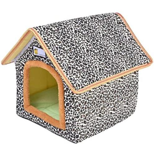 YYDS Outdoor Pet House, Winter Warm Cat House Waterproof, Leopard Print Stray Kitty House Thickened Weatherproof Pet Shelter for Cat Dog