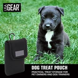 USA GEAR Dog Treat Carrying Pouch and Puppy Training Snack Bag Holder with Reinforced Belt Loop and Carabiner Clip - Attaches to Waist, Backpack, Purse, and More - Carry Treats on Walks or Trips