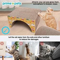 PrimePets Cat Scratcher Cardboard Lounge, Removable Cat Scratching Couch with Catnip and Ball Toys, Reversible Corrugated Cat Scratch Lounge Sofa Bed for Cats Kitty Kitten