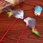 ttnight 5Pcs Cat Catcher Short Rod Cats Teaser Plastic Feather Chaser Wand Kitten Pet Toy