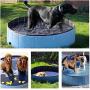 Foldable Pet Dog Swimming Pool, YXFT Portable Non-Slip Outdoor Dog Bath Tub with Drain, Folding Thick PVC Pet Swim Pool for Dogs, Cats, Kids (32 x 8 inch, Blue)
