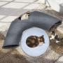 Lepawit 2-in-1 Cat Tunnel Tube 3-Way Feline Tunnel with Removable Mat Cushion Cat Bed Collapsible Crinkle Inside Cat Maze Toys with Hanging Ball for Indoor Cats Kittens