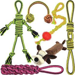 [Enhanced Version] Well Love Dog Toys - Chew Toys - 100 Natural Cotton Rope - Gifts for Dog 6pack Set