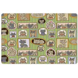 Lunarable Pet Mat for Food and Water, Rectangle Non-Slip Rubber Mat for Dogs and Cats