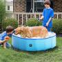 Foldable Pet Dog Swimming Pool, YXFT Portable Non-Slip Outdoor Dog Bath Tub with Drain, Folding Thick PVC Pet Swim Pool for Dogs, Cats, Kids (32 x 8 inch, Blue)