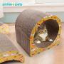 PrimePets Cat Scratcher Cardboard Lounge, Removable Cat Scratching Couch with Catnip and Ball Toys, Reversible Corrugated Cat Scratch Lounge Sofa Bed for Cats Kitty Kitten