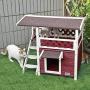 Petsfit Outdoor Cat House with Escape Door and Stairs