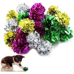 TKOnline 20 Pack Mylar Crinkle Balls Cat Toys Interactive Shiny Metallic Colors, Mixed Color Cat Toys,Cat Toy Pack,Cat,Cat Pack,Cat Balls,Cat Toys Interactive,Cat Toys Balls,Crinkle,Crinkle Balls