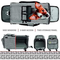 Pet Carrier with Wheels Soft Sided Portable Bag, Click-Out Handle, Breathable Rolling Pet Carrier, Removable Wheels Pet Travel Carrier for Dogs, Cats up to 22 lbs