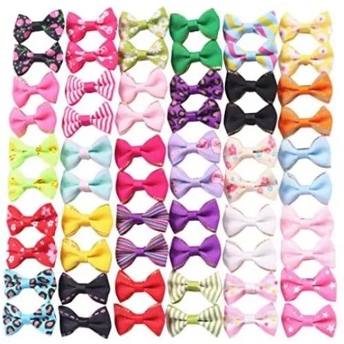 YAKA 60PCS (30 Paris) Cute Puppy Dog Small Bowknot Hair Bows with Rubber Bands (or Clips) Handmade Hair Accessories Bow Pet Grooming Products (60 Pcs,Cute Patterns) YAKA 60PCS (30 Paris) Cute Puppy Dog Small Bowknot Hair Bows with Rubber Bands (or Clips) Handmade Hair Accessories Bow Pet Grooming Products (60 Pcs,Cute Patterns)