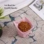 Jemirry Raised Cat Bowl Cat Ear Shape Ceramic Cat Bowl Cat Dish with Tilt Angle for Persian Garfield Chinchilla Kitten-Dark Grey