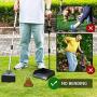 Dog Pooper Scooper with 2 Pack Pet Grooming Gloves, Poop Scooper for Large and Small Dogs with Long Handle, Metal Pet Poop Tray and Rake Set for Dirt, Gravel, Lawns, Grass