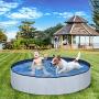INF Foldable PVC Dog Pool XLL - Swimming Pool for Cat and Kid - No Slip Bath Pool for Large Pet - Gray