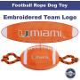 Pets First NCAA Miami Hurricanes Football Dog Toy, Tough Quality Nylon Materials, Strong Pull Ropes, Inner Squeaker, Collegiate Team Color