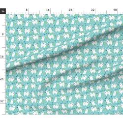 Spoonflower Fabric - Japanese Spitz Dogs Toys Bones Breeds Toy Bone Pet Portrait Printed on Performance Piqué Fabric by The Yard - Performance Athletic Apparel Fashion