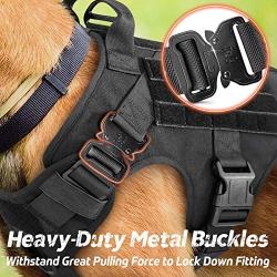 rabbitgoo Tactical Dog Harness for Large Dogs, Military Dog Harness with Handle, No-Pull Service Dog Vest with Molle & Loop Panels, Adjustable Dog Vest Harness for Training Hunting Walking, Black, L