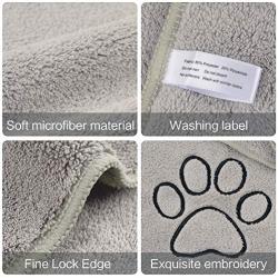 SUNLAND Microfiber Dog Towel Super Soft Pet Bath Towel Ultra Absorbent Dog Drying Towel with Embroidered Paw Print