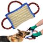 PET ARTIST 3 Handles Jute Bite Pillow 9.5'' 6.5''-Linen Tug Toy for Young Dogs
