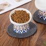 LIONWEI LIONWELI Ceramic Tilted Elevated Cat Dog Bowl Raised Cat Food Water Bowl Dish no Spill Pet Comfort Feeding Bowls with Mat