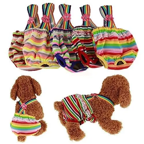 Pack of 2 Pet Dog Cat Physiological Shorts Doggy Kitten Underwear Pants Diapers Strip Design Tighten Strap Sanitary Briefs Panties for Puppy Kitty Color at Random (M) Pack of 2 Pet Dog Cat Physiological Shorts Doggy Kitten Underwear Pants Diapers Strip Design Tighten Strap Sanitary Briefs Panties for Puppy Kitty Color at Random (M)