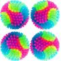 4 Pieces Spiny Light Up Dog Balls LED Glowing Pet Spiky Ball Flashing Elastic Ball Pet Color Spiny Balls Molar Ball Interactive Cat Toys for Pets Cats Dogs Chewing Teeth Cleaning, 2.2 Inch