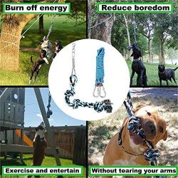 DIBBATU Spring Pole Dog Rope Toys with a Big Spring Pole Kit, Strong Dog Rope Toy and a 16ft Rope for Pitbull & Medium to Large Dogs Outdoor Hanging Exercise Rope Pull & Tug of War Toy-Muscle Builder