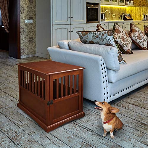 Casual Home Wooden Medium Pet Crate, End Table, Walnut