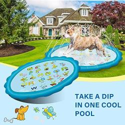 Pet Soft Splash Sprinkler Pad - Thicken Dog Sprinkler 59'' for Puppies and Large Dogs, Durable Pet Kids Dogs Swimming Bathtub Pool, Summer Fun Water Toys Large