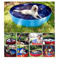 None Brand PetsBark Foldable Dog Swimming Pool, Hard PVC Placstic Pet Bathing Tub, Collapsible Kiddie Outdoor Swimming Pool for Pets, Dogs, Cats, Kids, Red and Blue Send Randomly