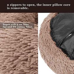Anuwsasa Dog Calming Bed, Ultra Soft Donut Cuddler Nest Warm Plush Dog Cat Cushion with Cozy Sponge Non-Slip Bottom for Small Medium Pets, Machine Washable