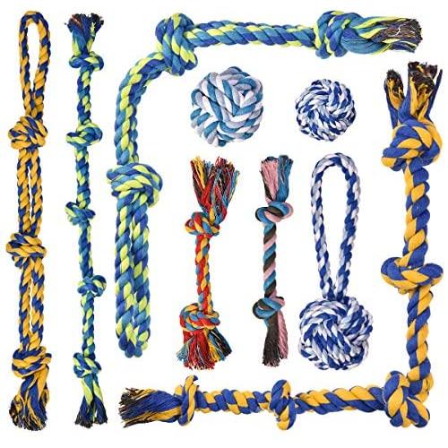 Feeko Dog Rope Toys for Puppy,9 Pack Small Dog Toys, Puppy Teething Chew Toys, Durable Chew Toys, Interactive Puppies Small Chew Toys, Washable Natural Cotton Rope Toys for Puppies/Small Dogs