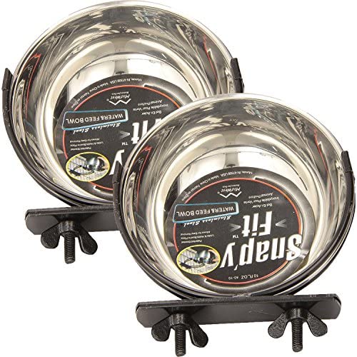 MidWest Homes for Pets 2 Pack of Snapy Fit Water and Food Bowls, 10 Ounces each, for Dog Crates