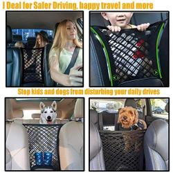 DYKESON Dog Car Net Barrier Pet Barrier with Auto Safety Mesh Organizer Baby Stretchable Storage Bag Universal for Cars, SUVs -Easy Install, Car Divider for Driving Safely with Children & Pets