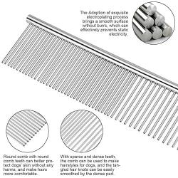 Gokotta Metal Pet Steel Comb,Grooming Hair for Dogs Cats and Other Pets