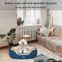 KROSER Deluxe 25.5''/33''/41''/48'' Dog Bed with Reversible Pillow (Warm and Cool), Super Soft Sleeping Pet Bed, Machine Washable & Removable Covers, Non-slip Waterproof Bottom Sofa Bed for Dogs 25-110LBS