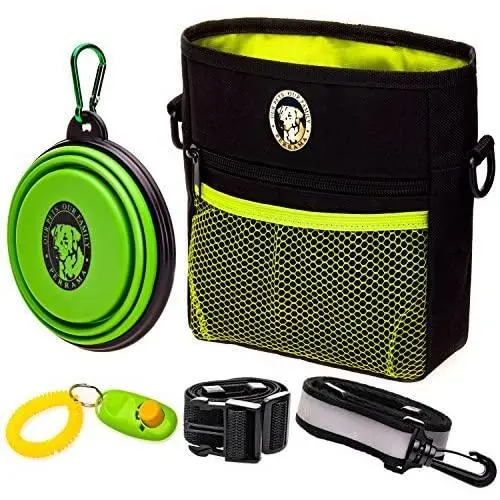 PERRAMA Dog Treat Bag, Training Pouch for Small and Large Dogs with Clicker and Collapsible Food Bowl BPA Free – Pet Treats Tote Bag with Waist and Shoulder Reflective Straps and Belt Clip PERRAMA Dog Treat Bag, Training Pouch for Small and Large Dogs with Clicker and Collapsible Food Bowl BPA Free – Pet Treats Tote Bag with Waist and Shoulder Reflective Straps and Belt Clip
