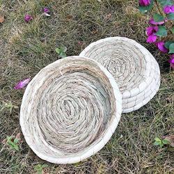 LWINGFLYER Bowl-Shaped Cat Scratch Board Pad Straw Pet Nest Bed Cat Toy Supplies Hand-Woven Rattan Grass Bed