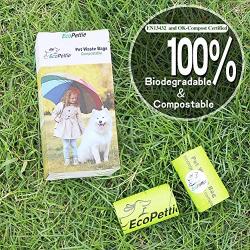 EcoPettie Pet Waste Bags Compostable - Dog Poop Bags Biodegradable - Dog Waste Bags Super Thick - Poop Bags for Dogs 8 Rolls 80 Counts - OK-compost and EN13432 Certified as 100% Biodegradable