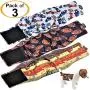 FunnyDogClothes Pack of 3 Male Dog Diapers 4 - Layers of Absorbent Pads Waterproof Leak Proof Belly Band Wrap Washable (M: Waist 12'' - 16'', Patterned)