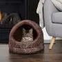 PETMAKER Cozy Canopy Leopard Print Pet Cave Bed Collection PETMAKER Cozy Canopy Leopard Print Pet Cave Bed Collection